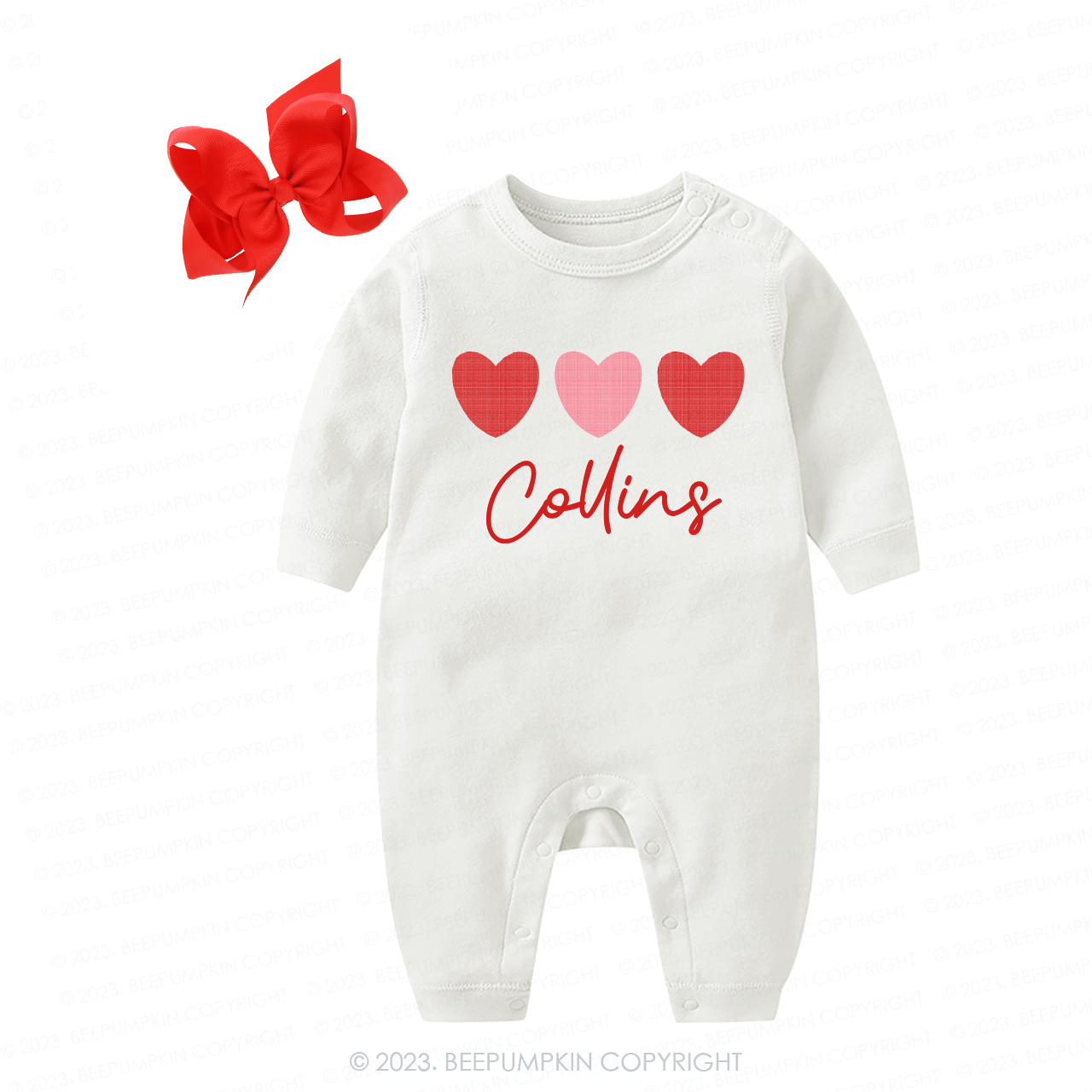 Personalized Plaid Heart Valentine's Day Baby Coming Home Outfit