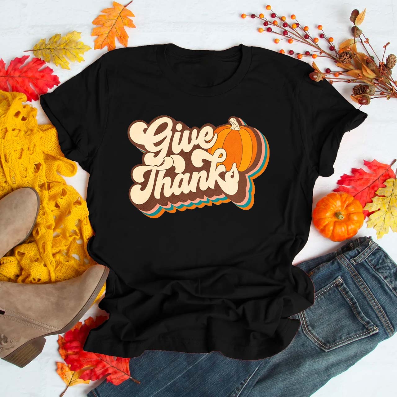 Vintage Give Thanks Fall Shirts
