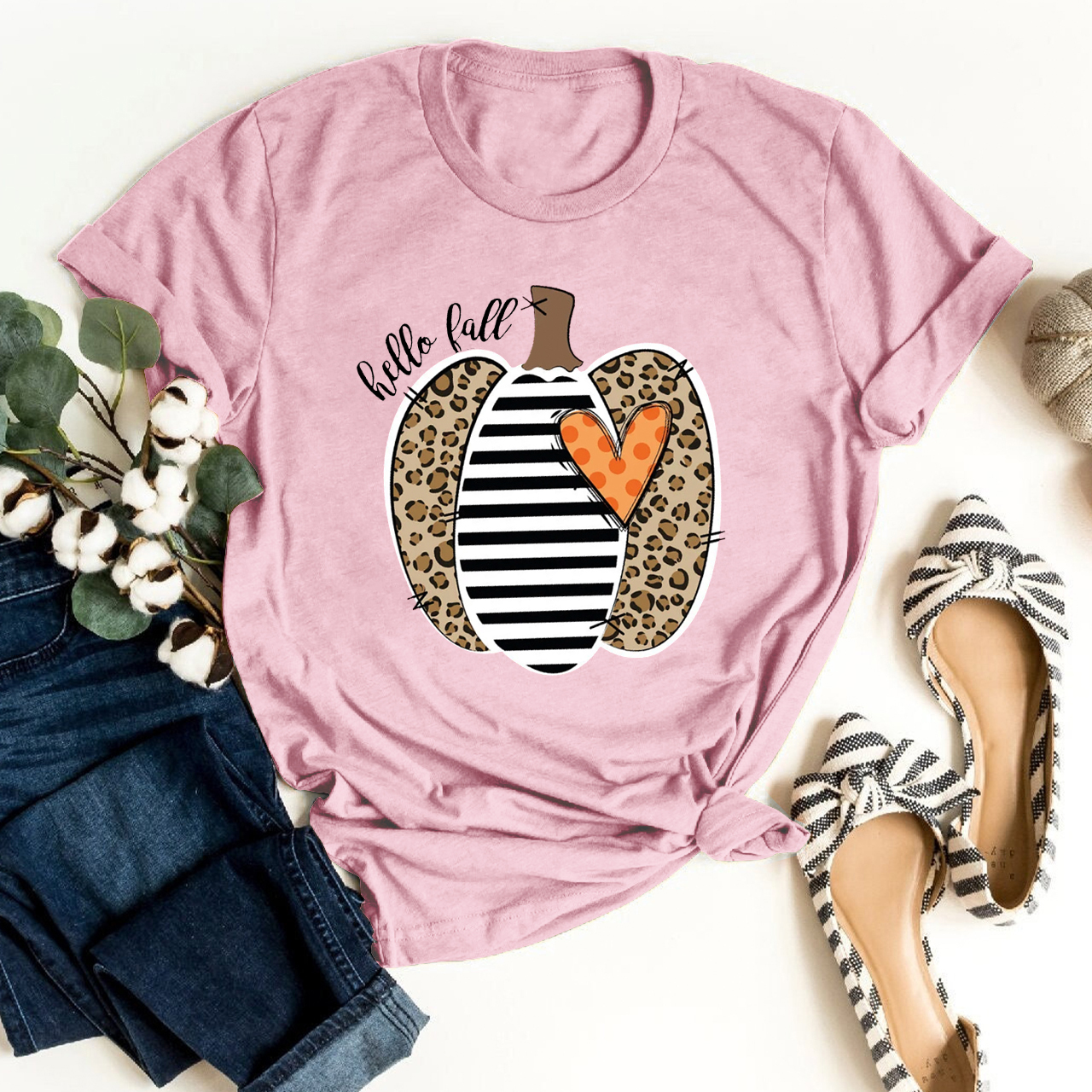 Cute Fall Graphic Pumpkin Shirt For Her