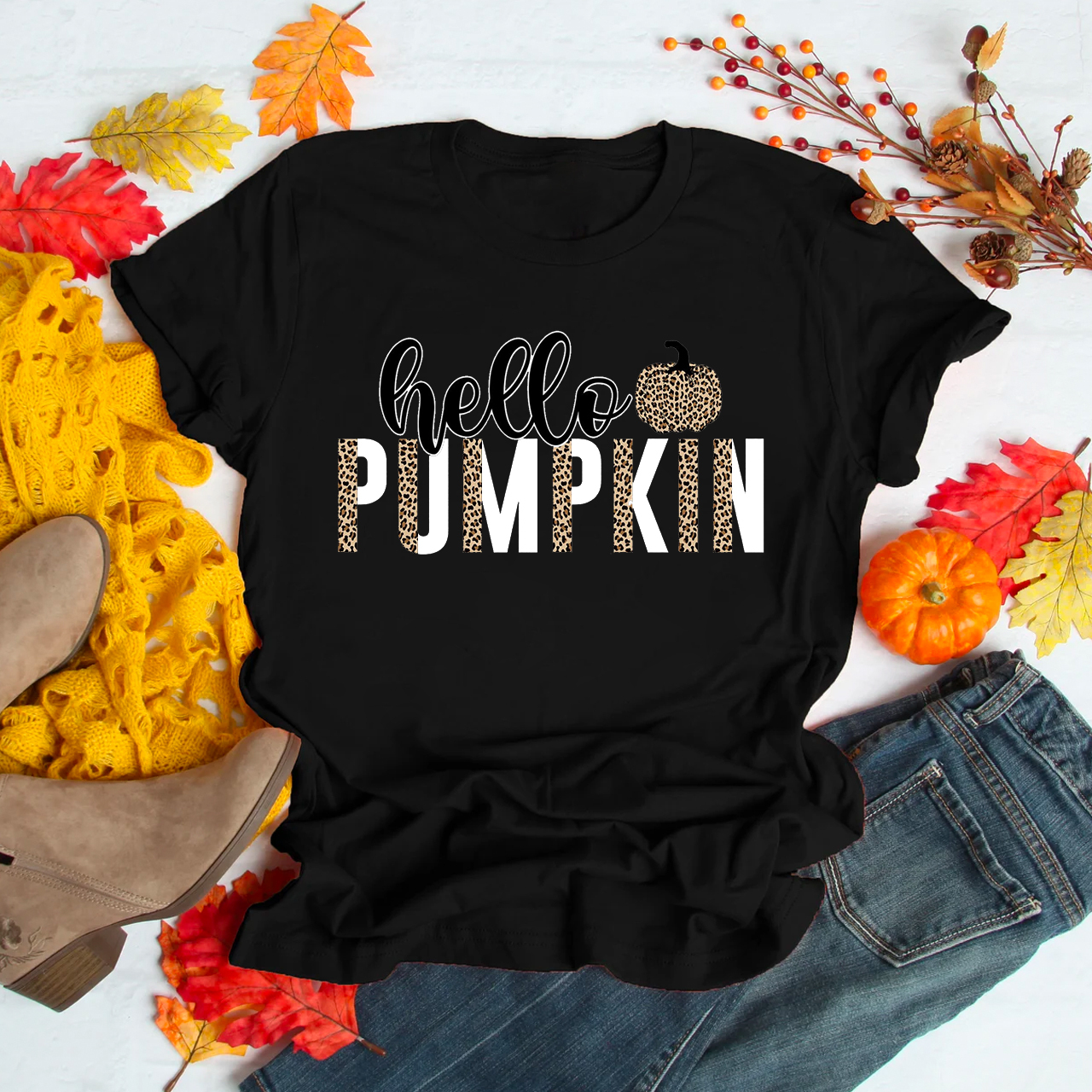 Hello Pumpkin Leopard Print Shirt For Her