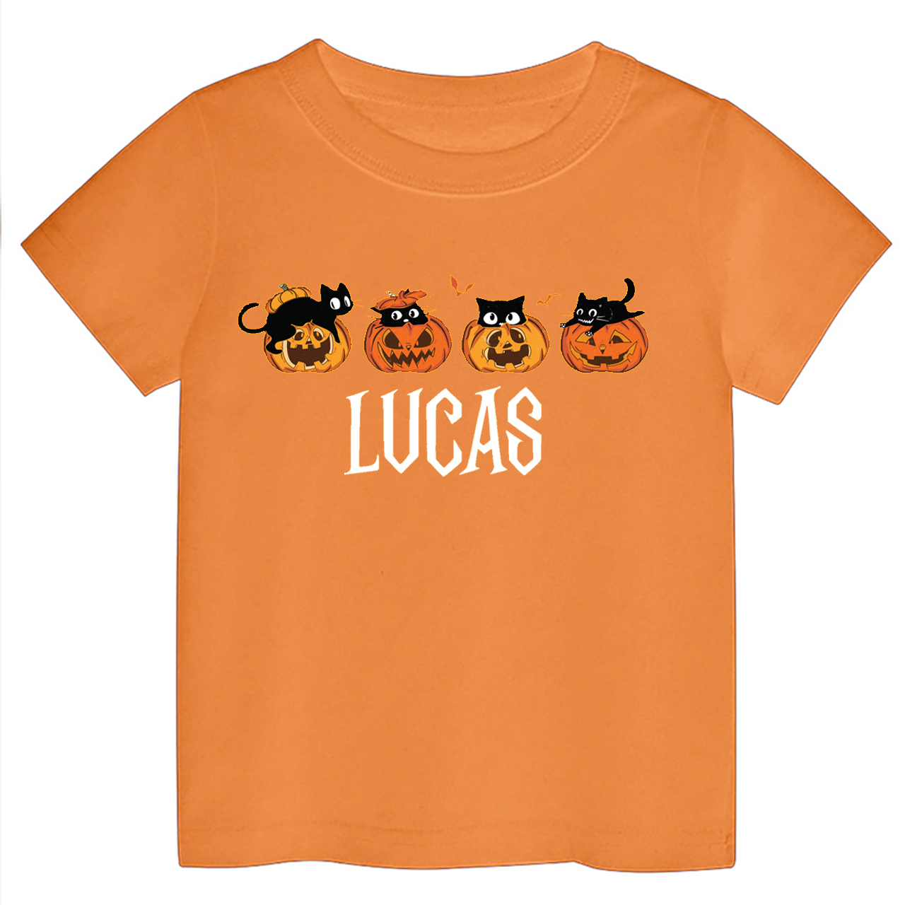 Personalized Halloween Pumpkin And Cat Kids Shirt 