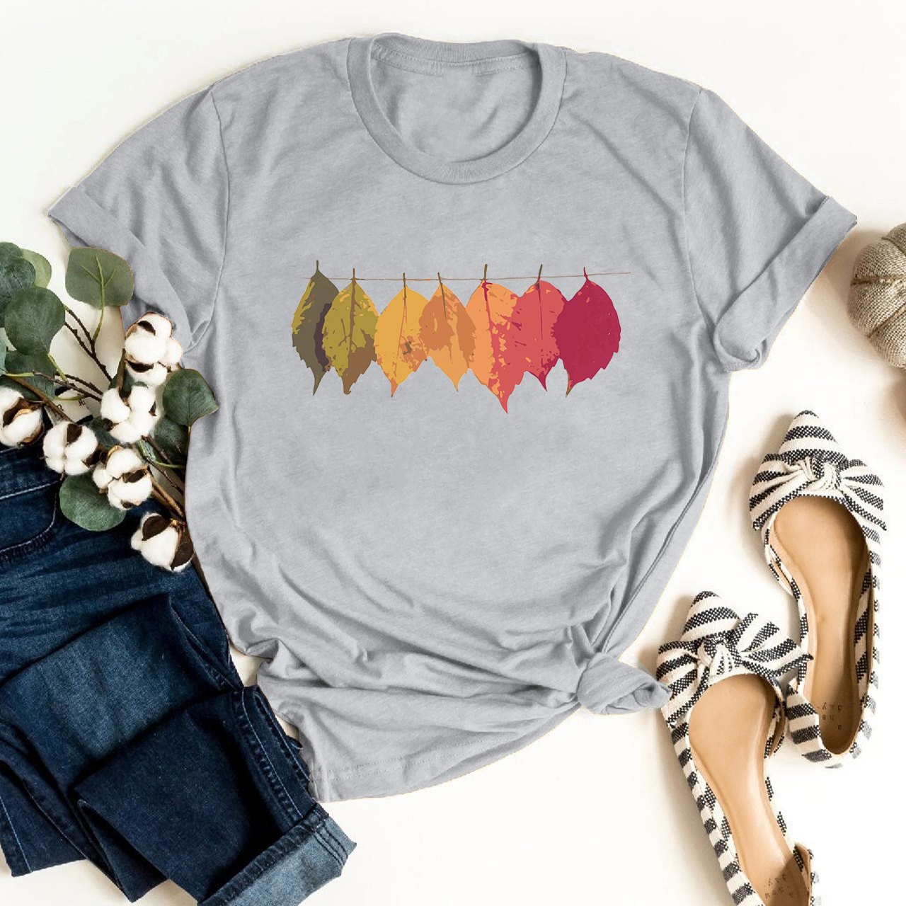 Fall Colorful Leaf Shirt For Her
