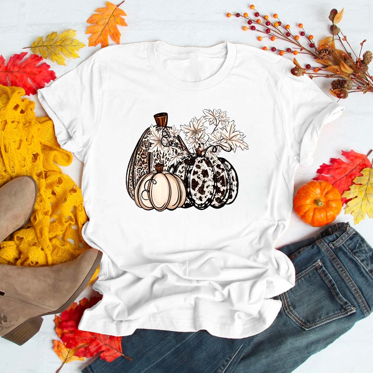 Print Pumpkin Shirt For Her