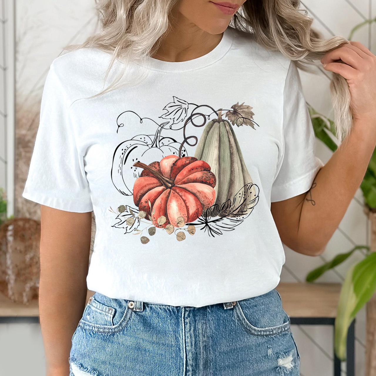 Beautiful Fall Pumpkin And Gourd Shirt For Her