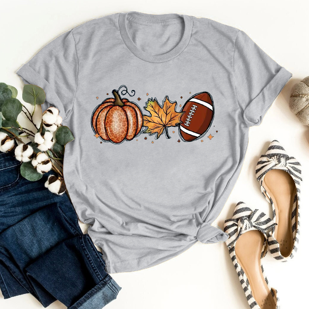 Fall Leaf And FootballShirt For Her