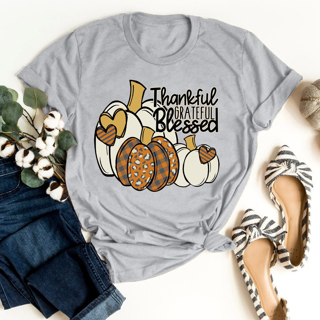 Cheetah Pumpkin Grateful Shirt For Her