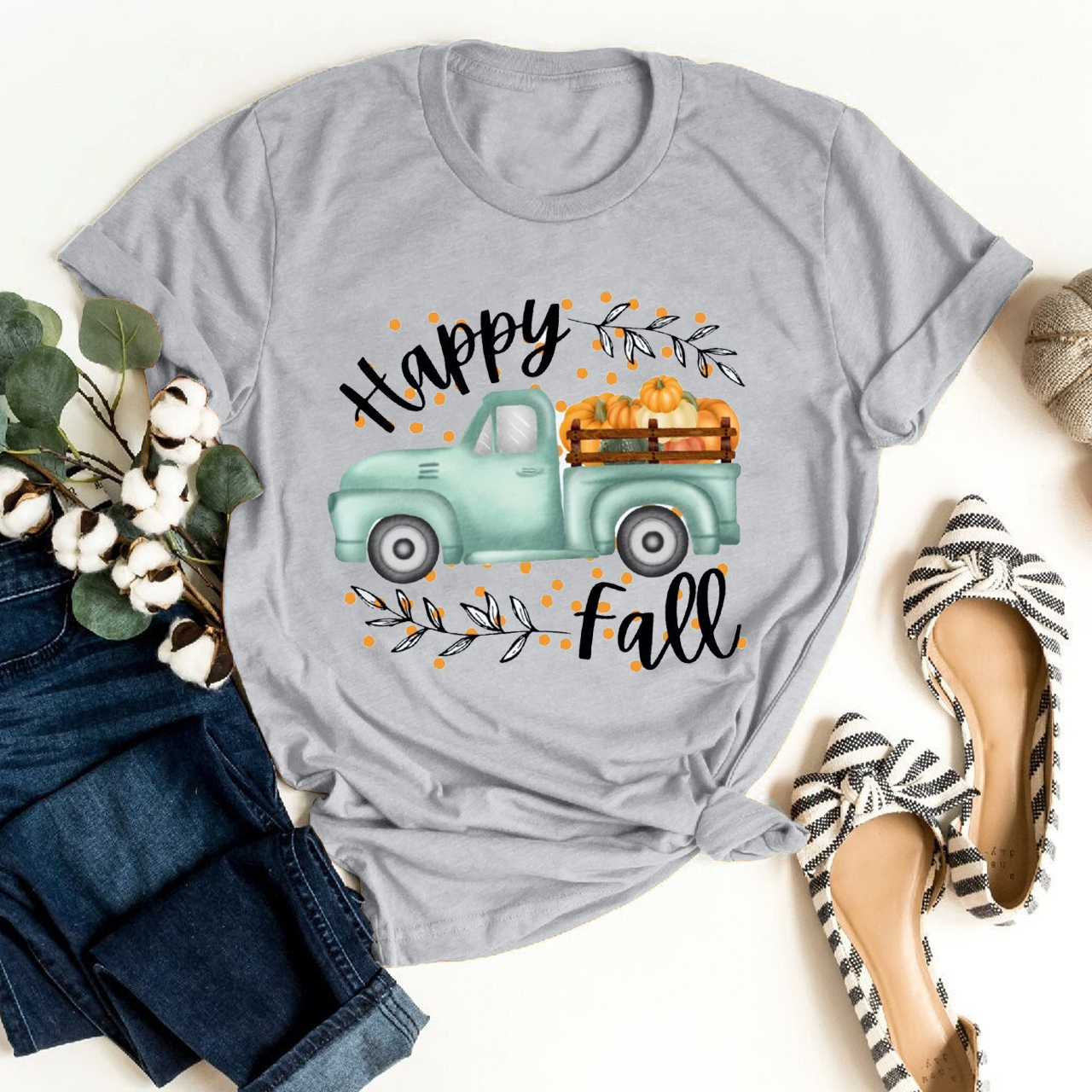 Happy Fall Truck Shirt For Her