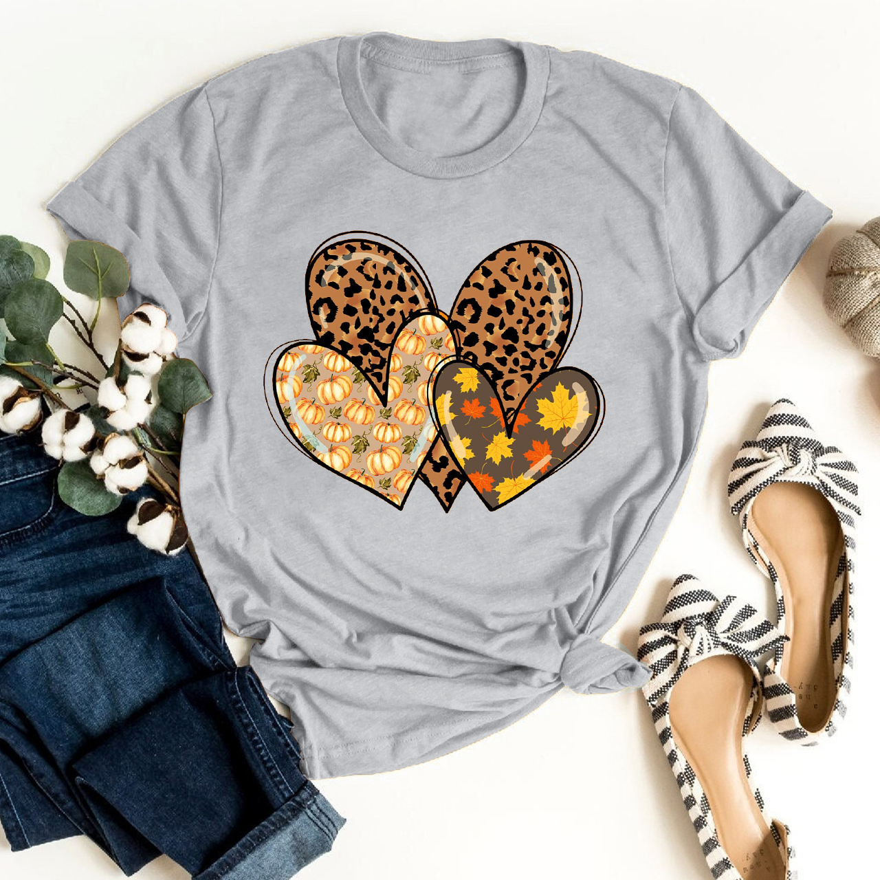 Fall Leopard Hearts Doodle Shirt For Her