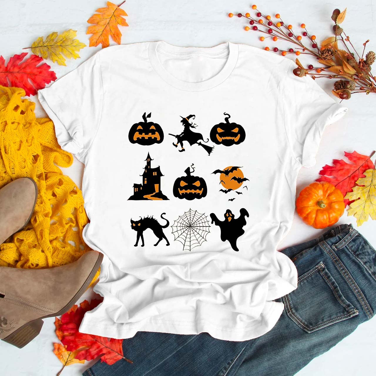 Super Fun Halloween Icons In A Row Shirt For Her