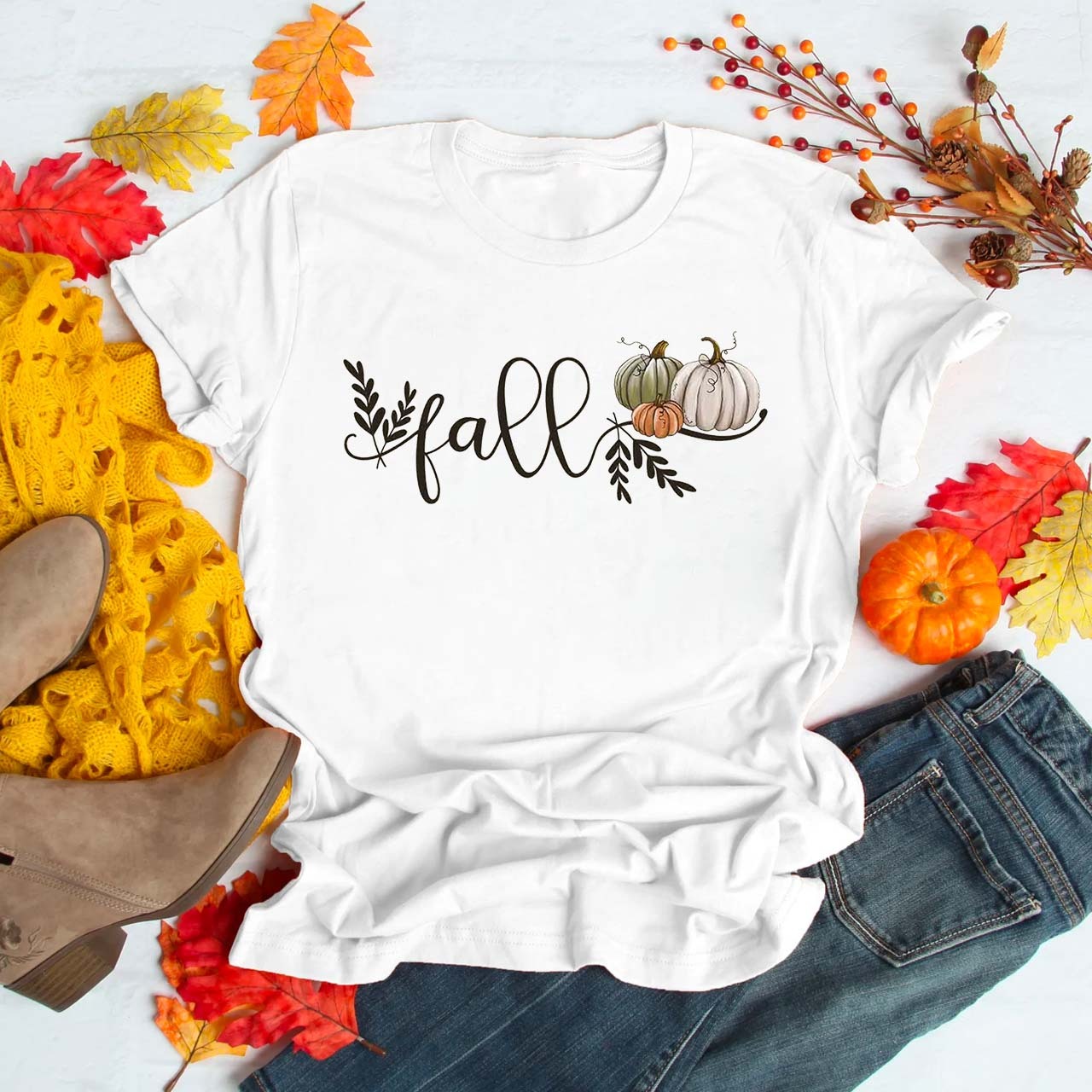 Simple Fall Pumpkins Shirt For Her