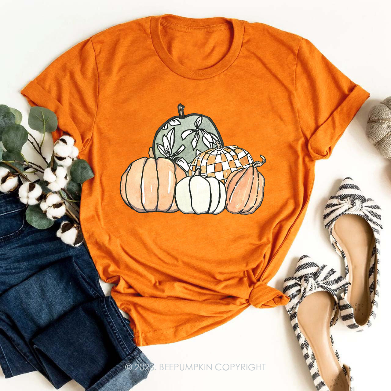 Autumn Fall Shirts-Watercolor Pumpkins
