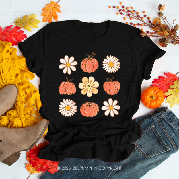 Retro Daisy Fall Pumpkin Shirts