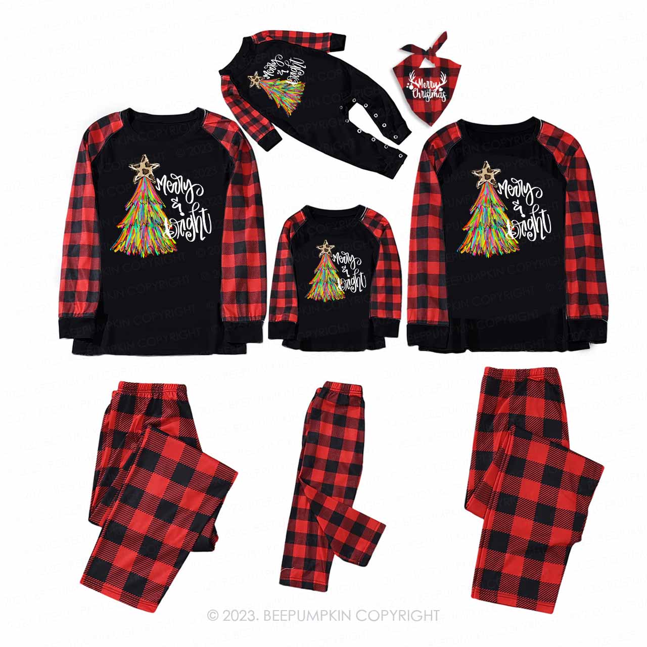 Merry And Bright Christmas Tree Matching Family Pajamas Beepumpkin