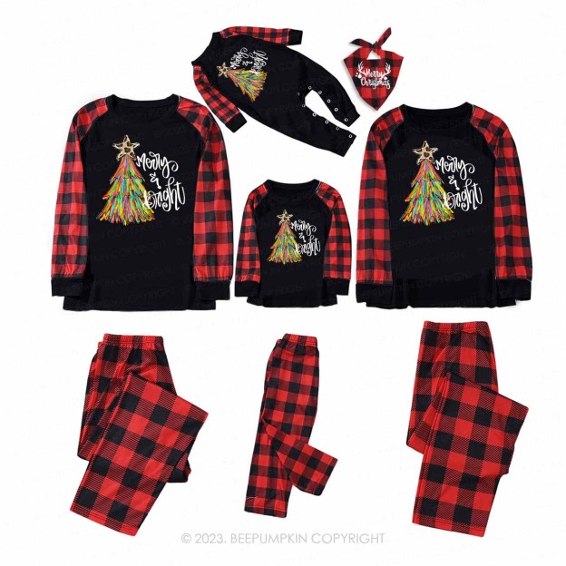 Merry And Bright Christmas Tree Matching Family Pajamas Beepumpkin