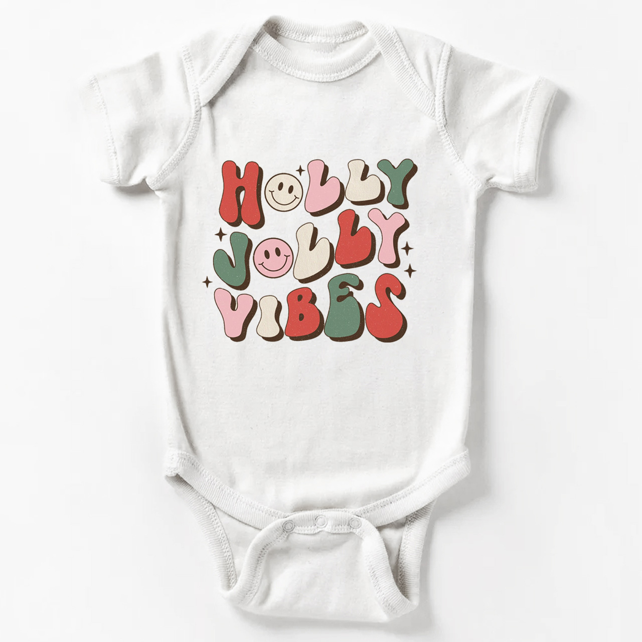 Cute Natural Holly Jolly Vibes Bodysuit For Baby
