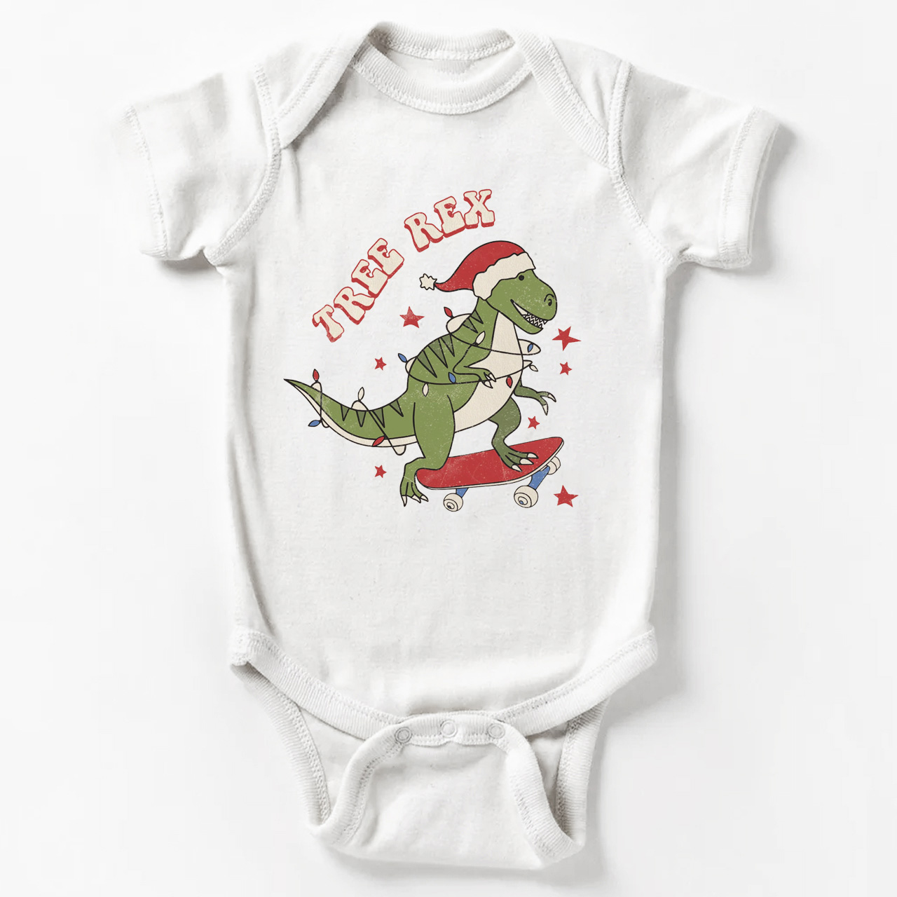Tree Rex Retro Baby Christmas Bodysuit
