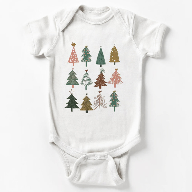 Holiday Natural Christmas Trees Bodysuit For Baby Beepumpkin