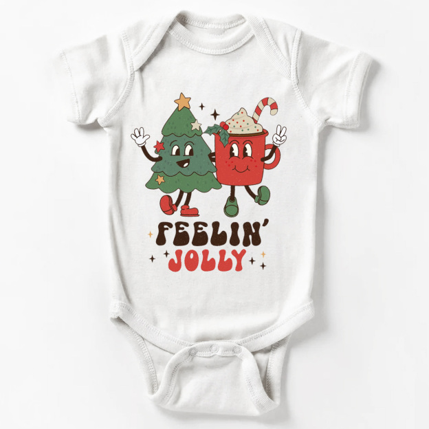 Feelin Jolly Christmas Natural Bodysuit For Baby Beepumpkin