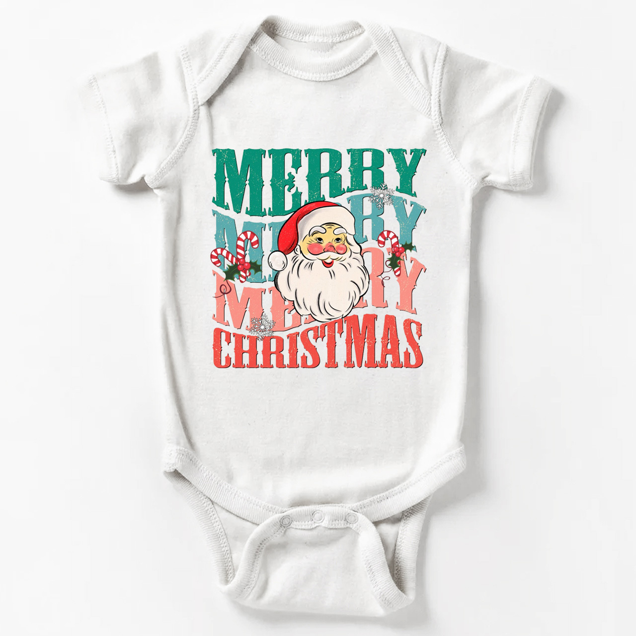 Merry Christmas Cute Santa Natural Bodysuit For Baby Beepumpkin