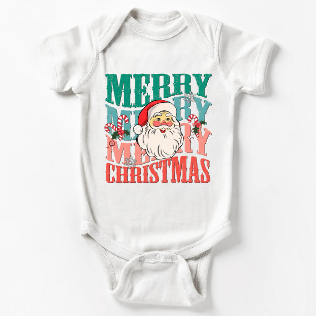 Merry Christmas Cute Santa Natural Bodysuit For Baby Beepumpkin