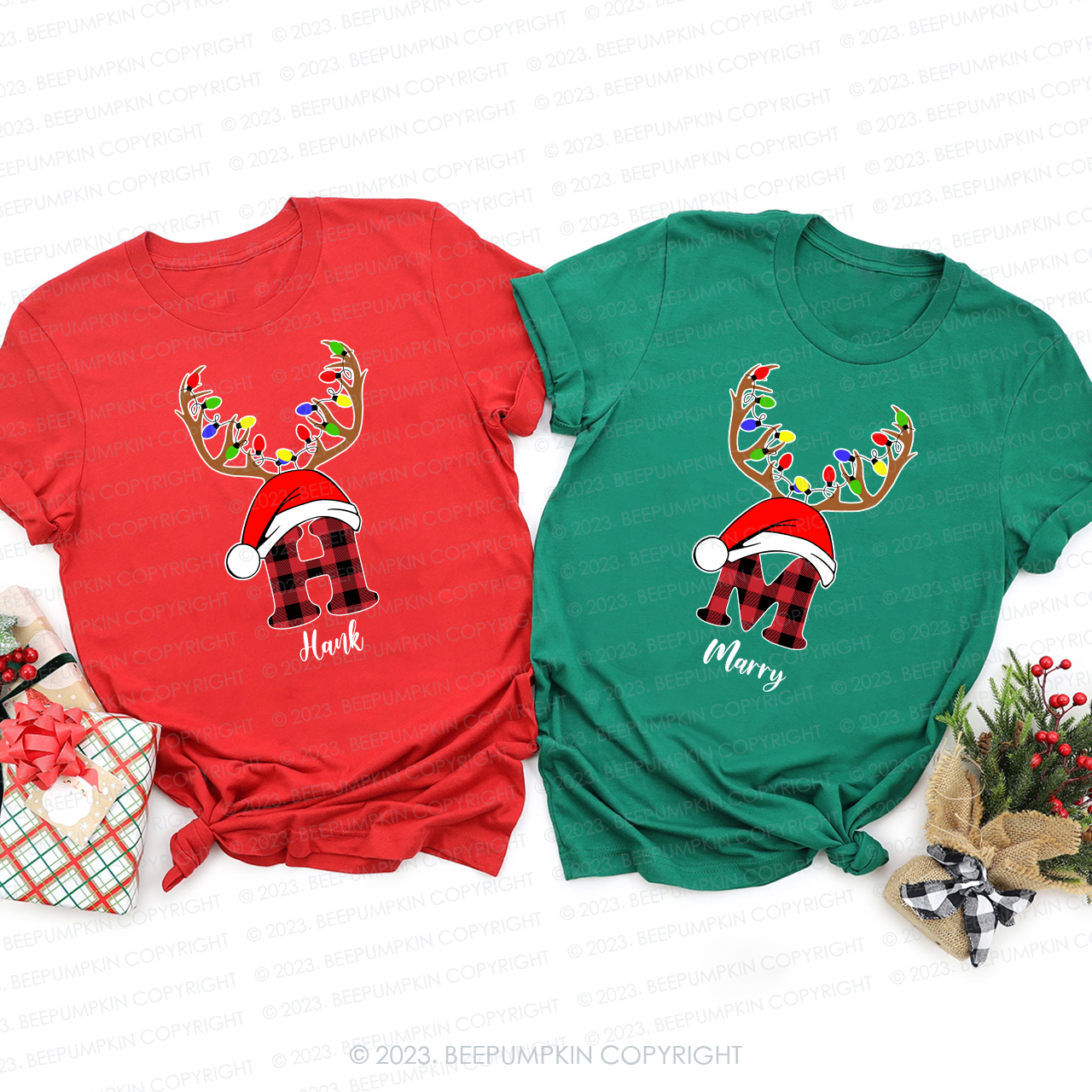 Personalized Buffalo Plaid Monogrammed Christmas Shirts Beepumpkin