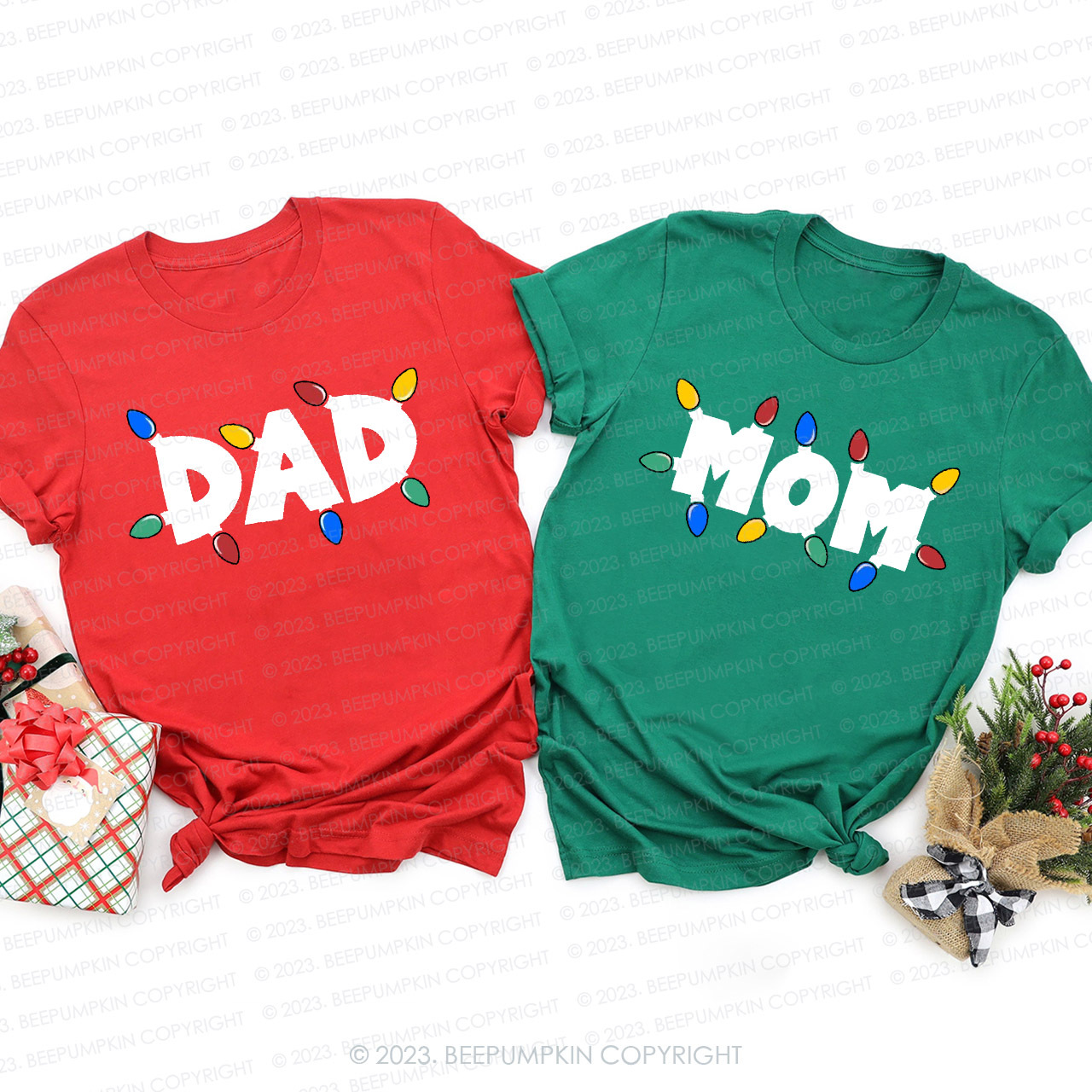 Personalized Christmas Lights Matching Shirts Beepumpkin