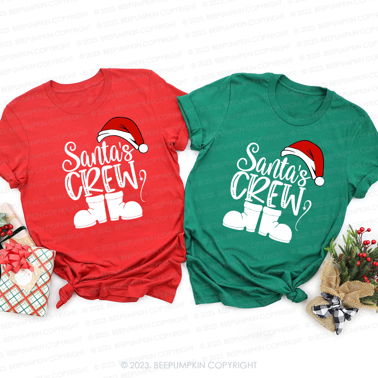 Santa's Crew Christmas Crew Family Matching Shirts Beepumpkin