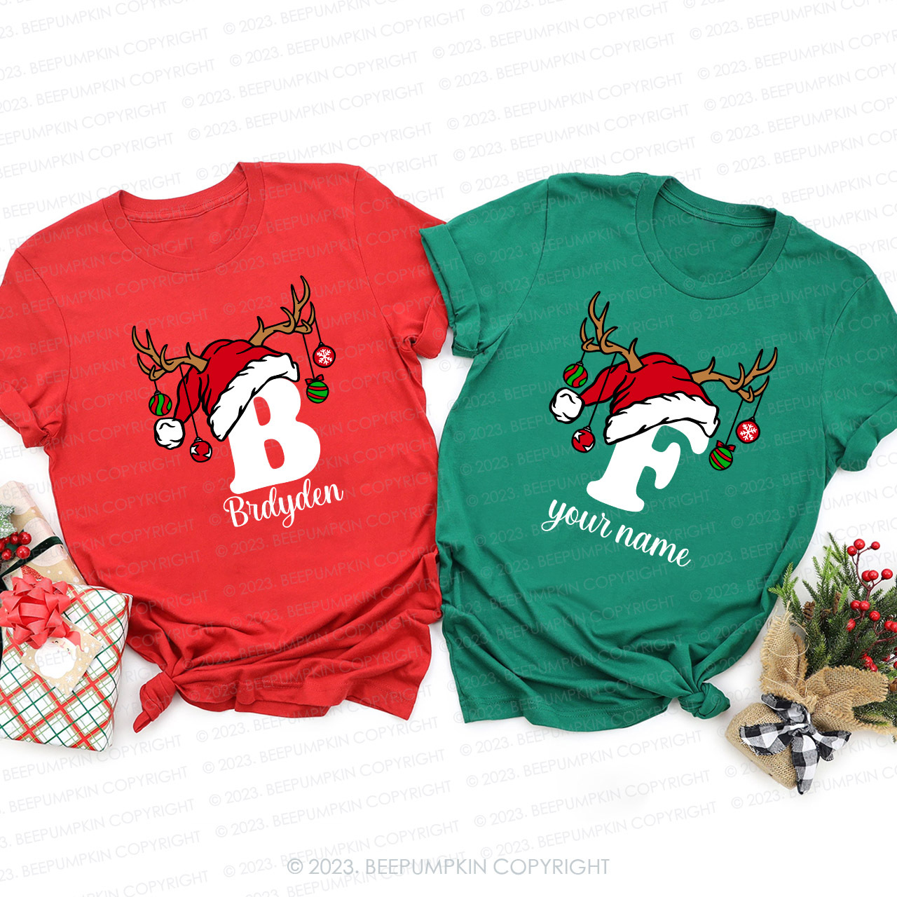 Personalized Christmas Alphabet Family Matching Shirts Beepumpkin