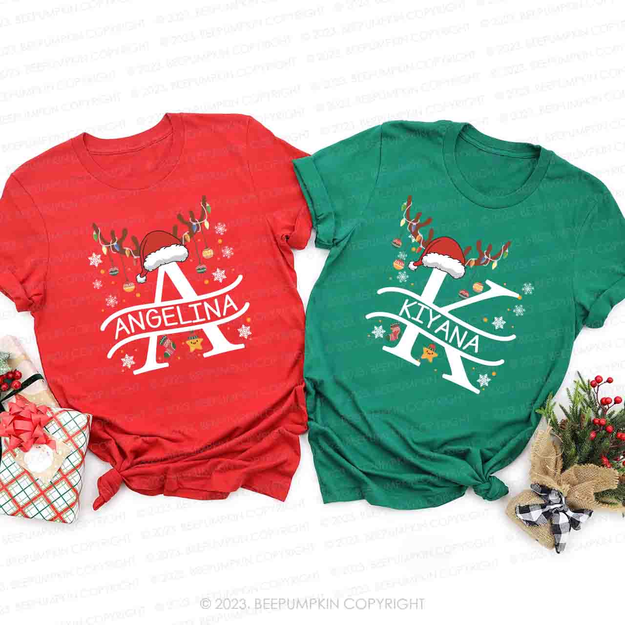 Personalized Christmas Elk Family Matching Shirts Beepumpkin