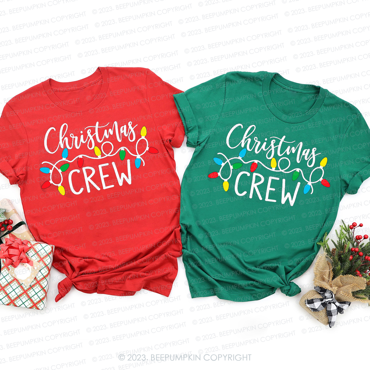 Christmas Lights Crew Family Party Shirts Beepumpkin