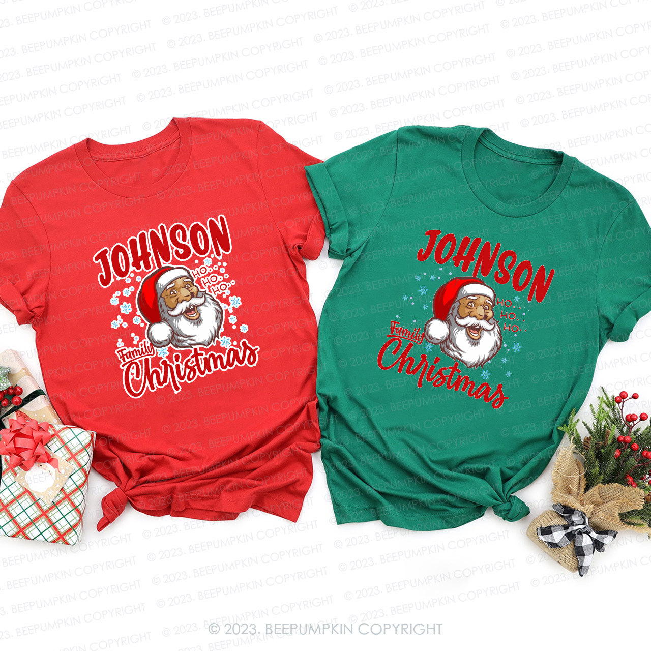 Santa Claus Jonhson Family Christmas Shirts Beepumpkin