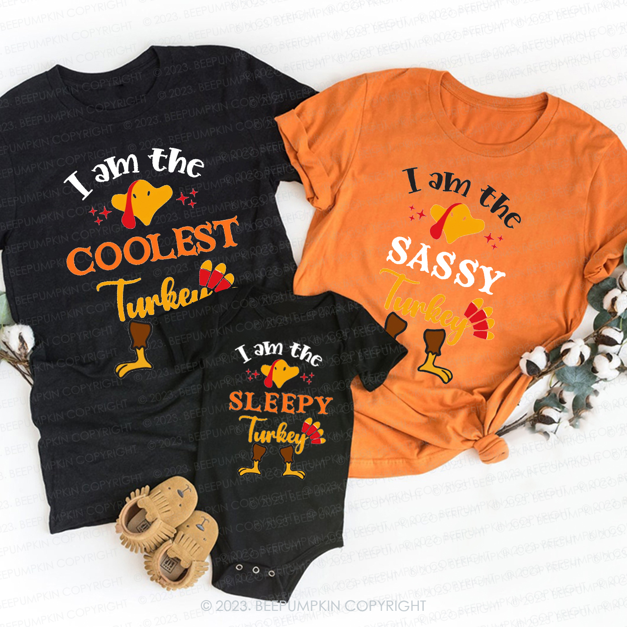 Personalization I AM THE Turkey Thanksgiving Family Shirts Beepumpkin