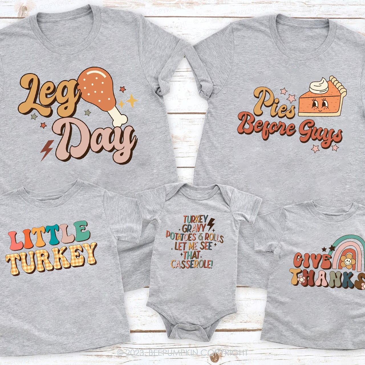 Thanksgiving Puns Best Friends Matching Family Shirts Beepumpkin