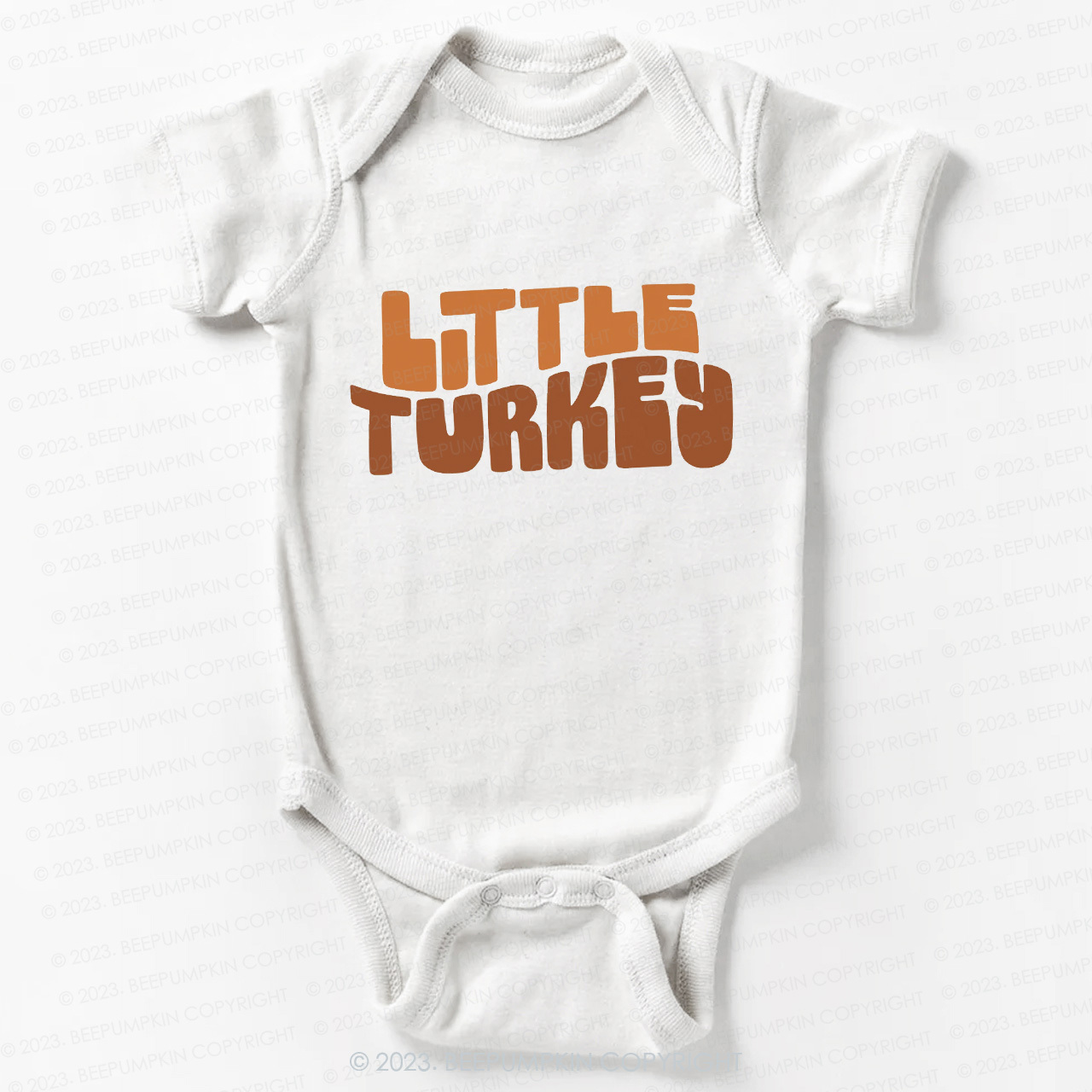 Fall Natural Little Turkey Thanksgiving Bodysuit For Baby Beepumpkin