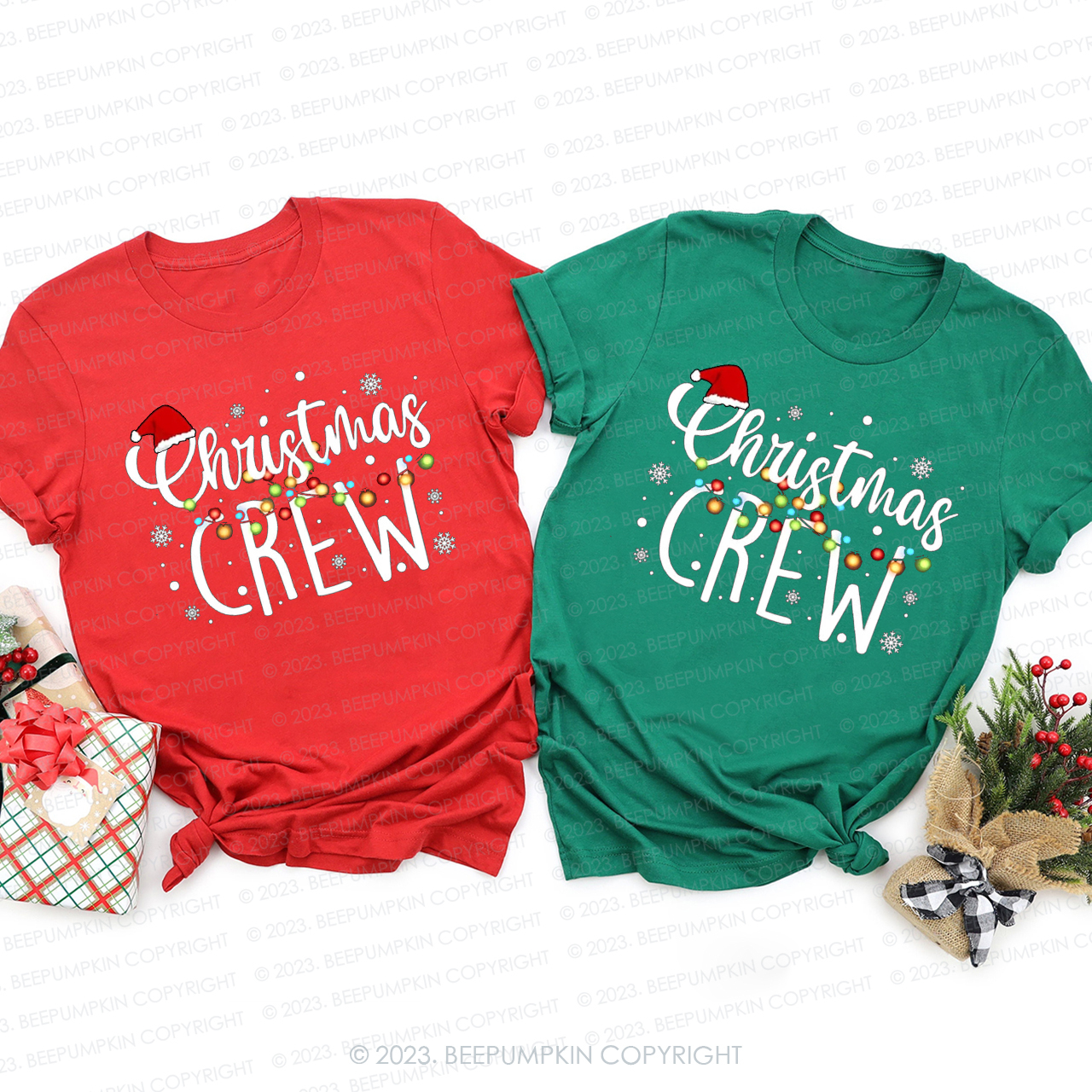 Romantic Christmas Crew With Snow Shirt For Family Beepumpkin