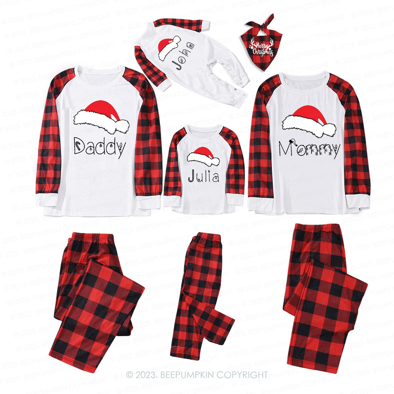 Personalized Hat Matching Christmas Pajamas For Family Beepumpkin