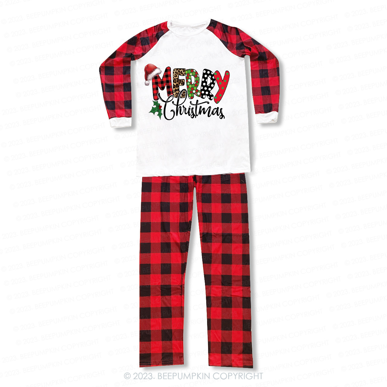 Merry Christmas Buffalo Plaid Love Pajamas For Family Beepumpkin