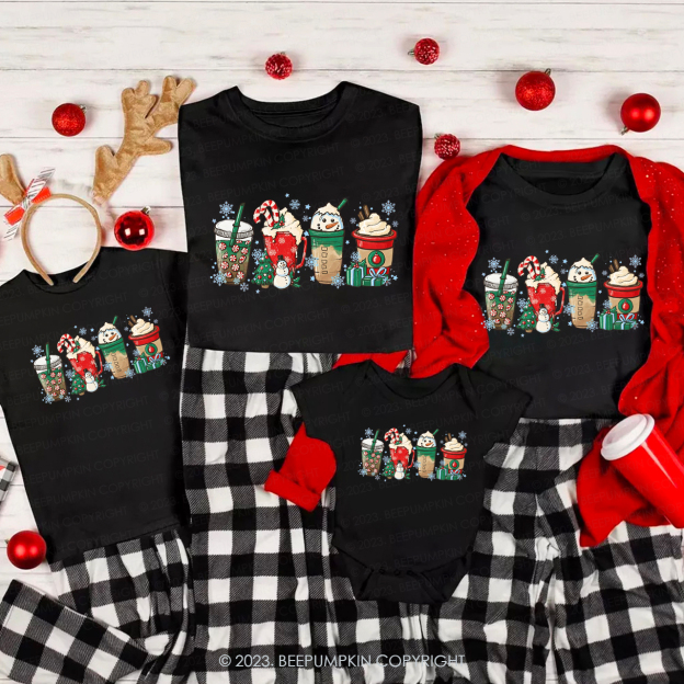 Peppermint Iced Latte Snowmen Christmas Matching Shirt For Family Beepumpkin
