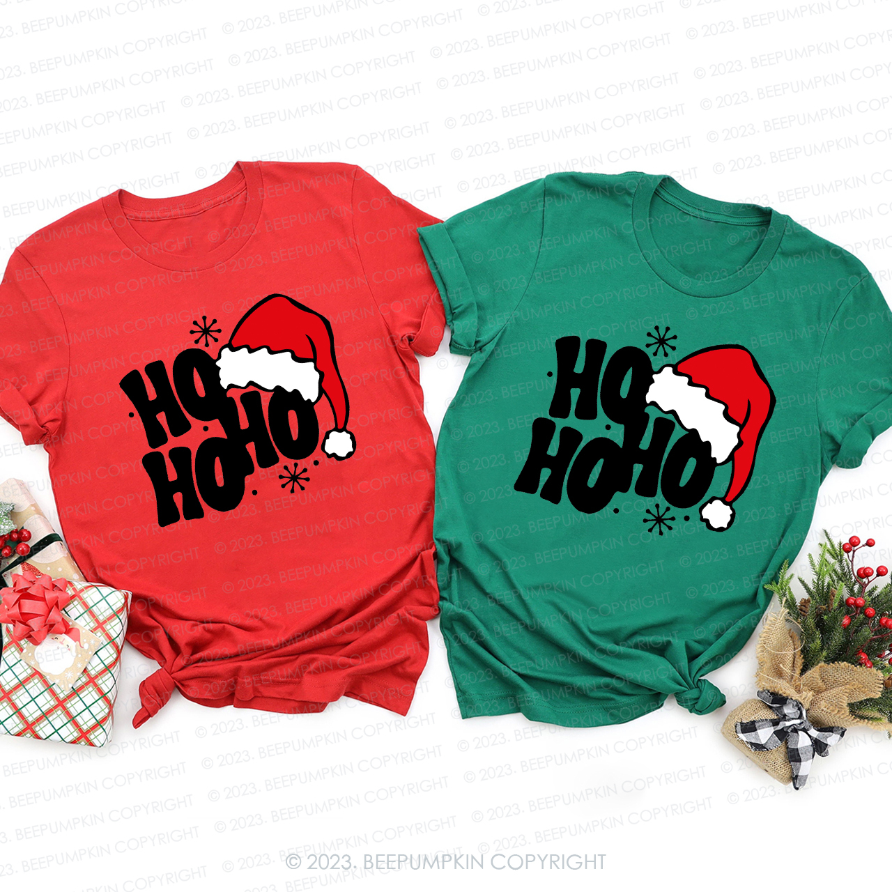 Retro Merry Christmas Ho Ho Ho Matching Tees For Family Beepumpkin