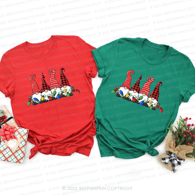 Cute Four Christmas Gnomes Family Matching Tees Beepumpkin