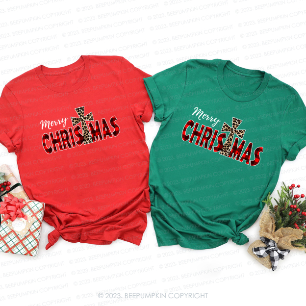 Merry Christmas Jesus Cross Family Matching Tees Beepumpkin
