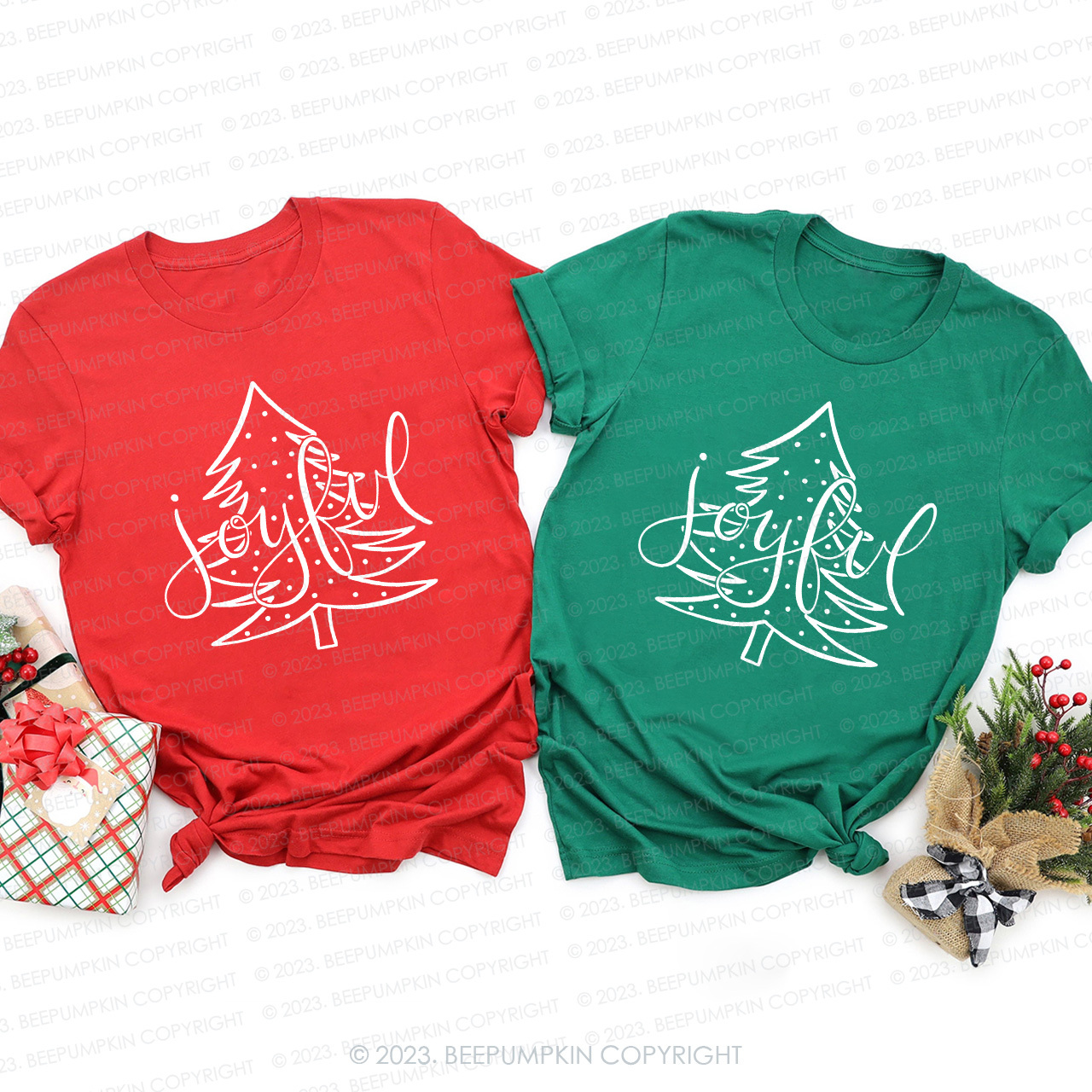 Merry And Bright Joyful Family Matching Tees Beepumpkin