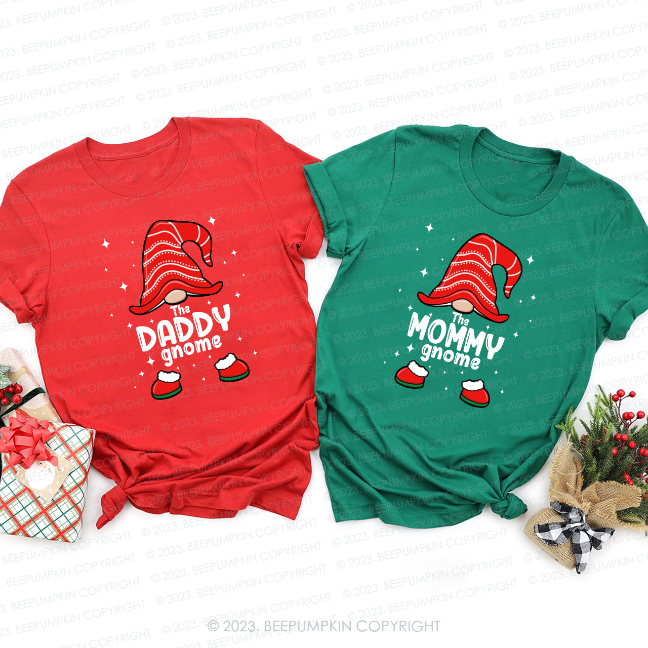 Custom Gnome Christmas Matching T-Shirts Beepumpkin
