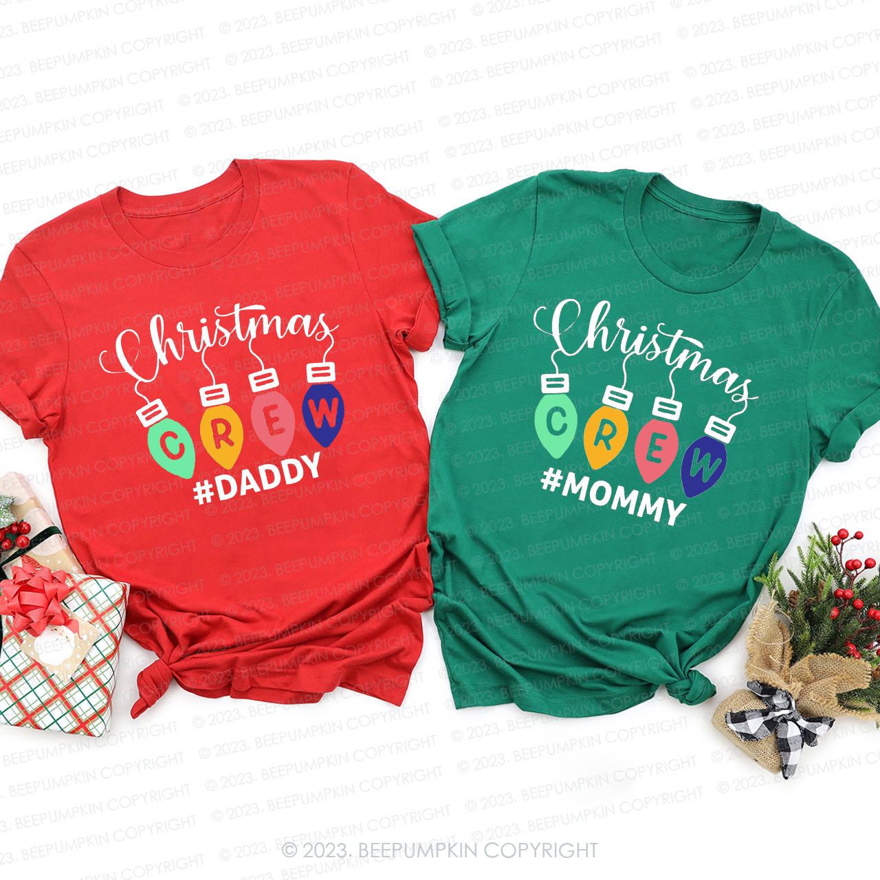 Personalized Christmas Crew Lights Family Matching Shirts Beepumpkin