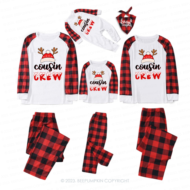 Cousin Crew Cute Christmas Antler Hat Family Matching Pajamas Beepumpkin