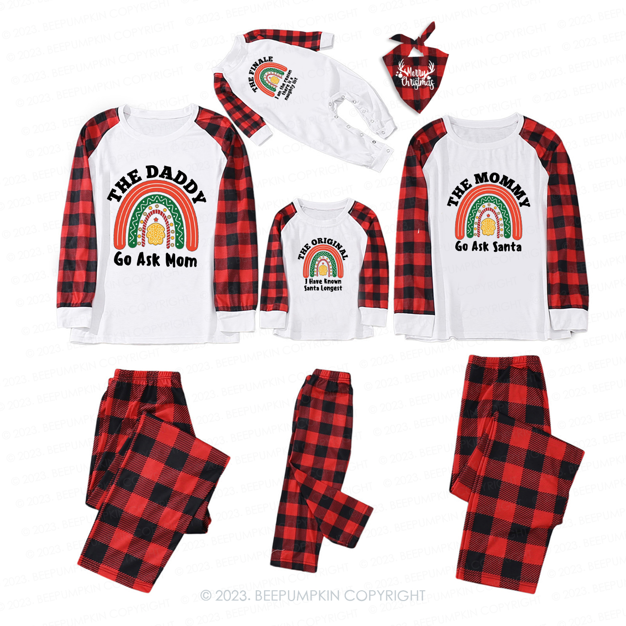 Personalized Christmas Colorful Rainbow Bridge Family Matching Pajamas Beepumpkin