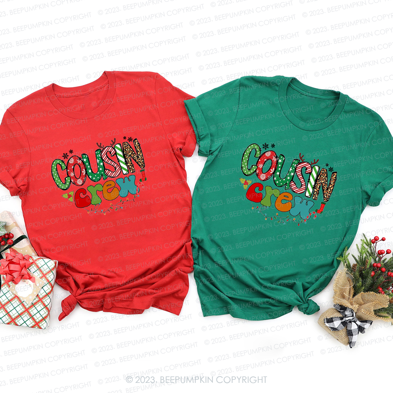 Cousin Crew Happy Christmas Family Matching Shirts Beepumpkin