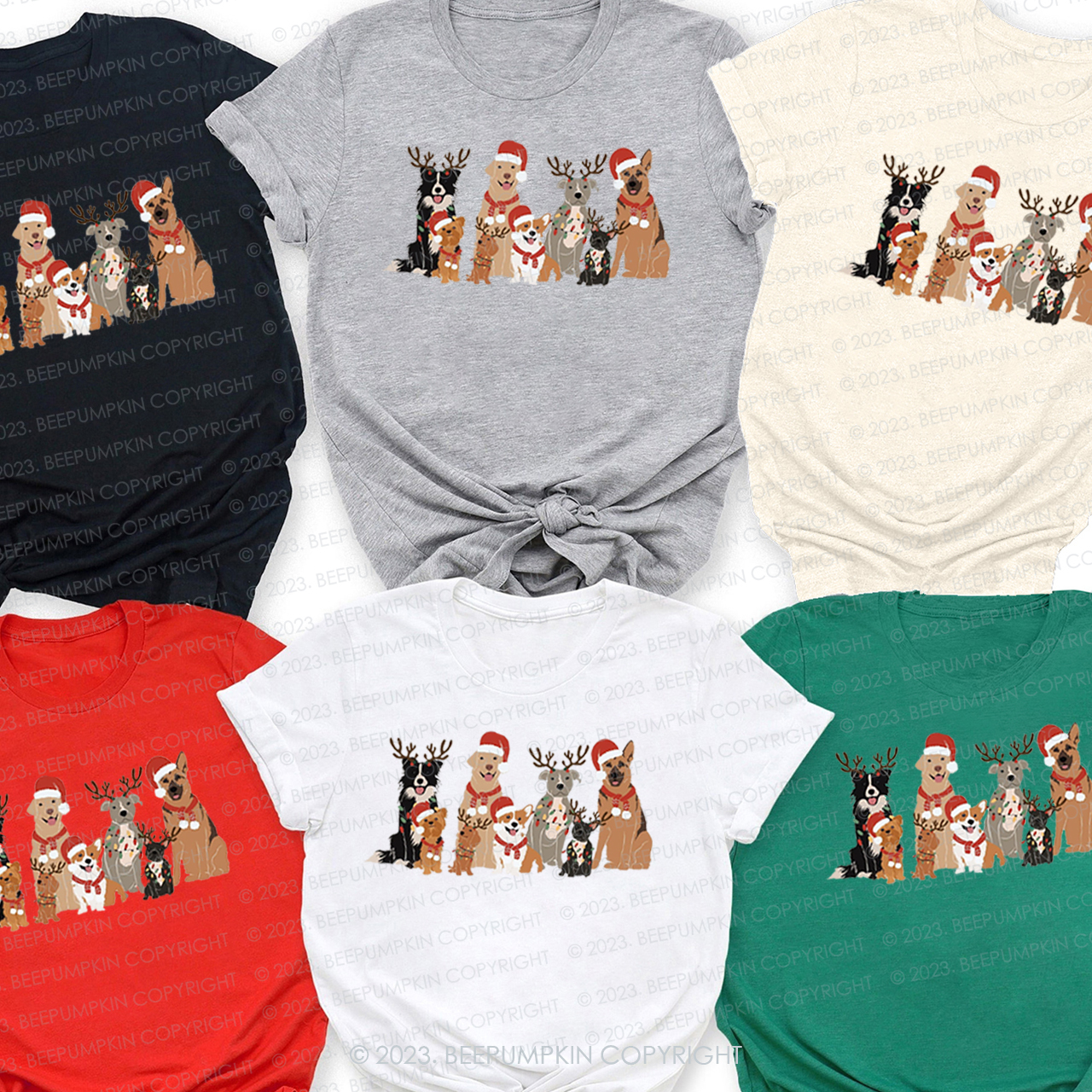 Happy Christmas Life for Dogs Family Matching Shirts Beepumpkin