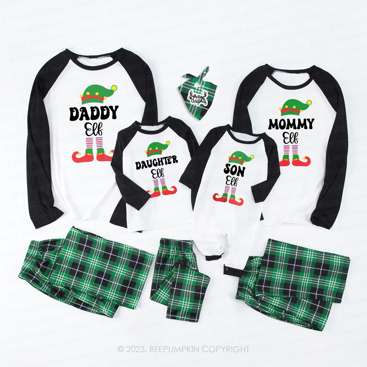 Personalized Custom Christmas Elf Family Matching Pajamas Beepumpkin