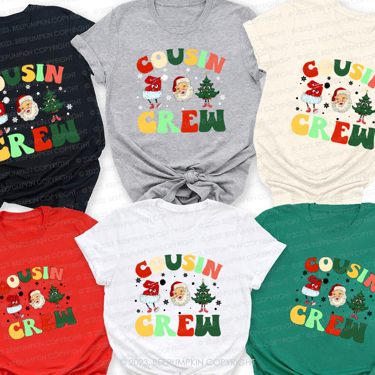 Cousin Crew Funny Christmas Family Matching T-Shirts Beepumpkin